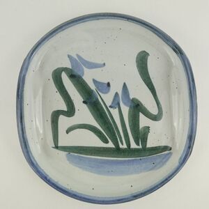 Hand Crafted Pottery Dish Abstract Floral Pattern Signed By The Artist Frasier